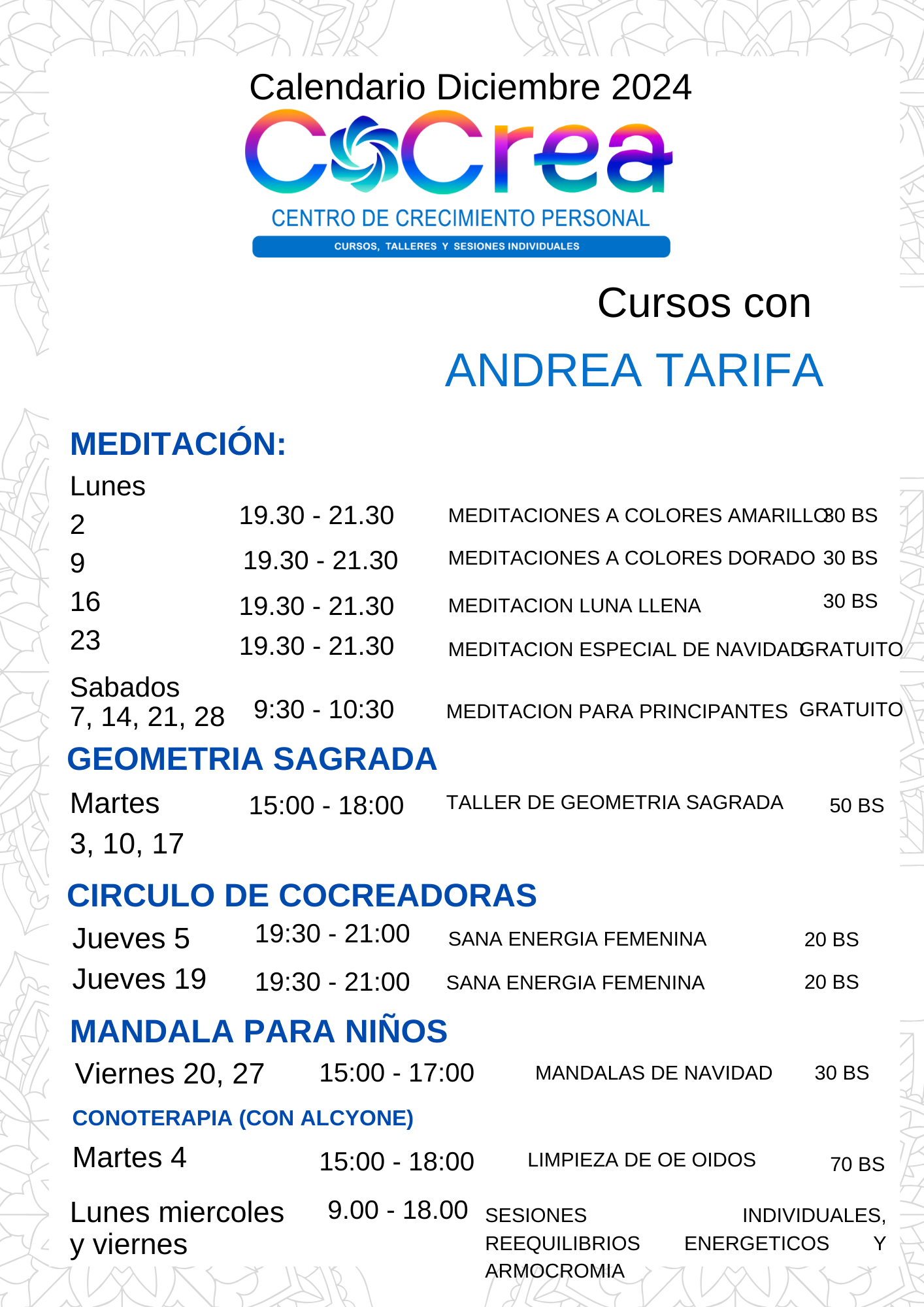 Calendario Diciembre