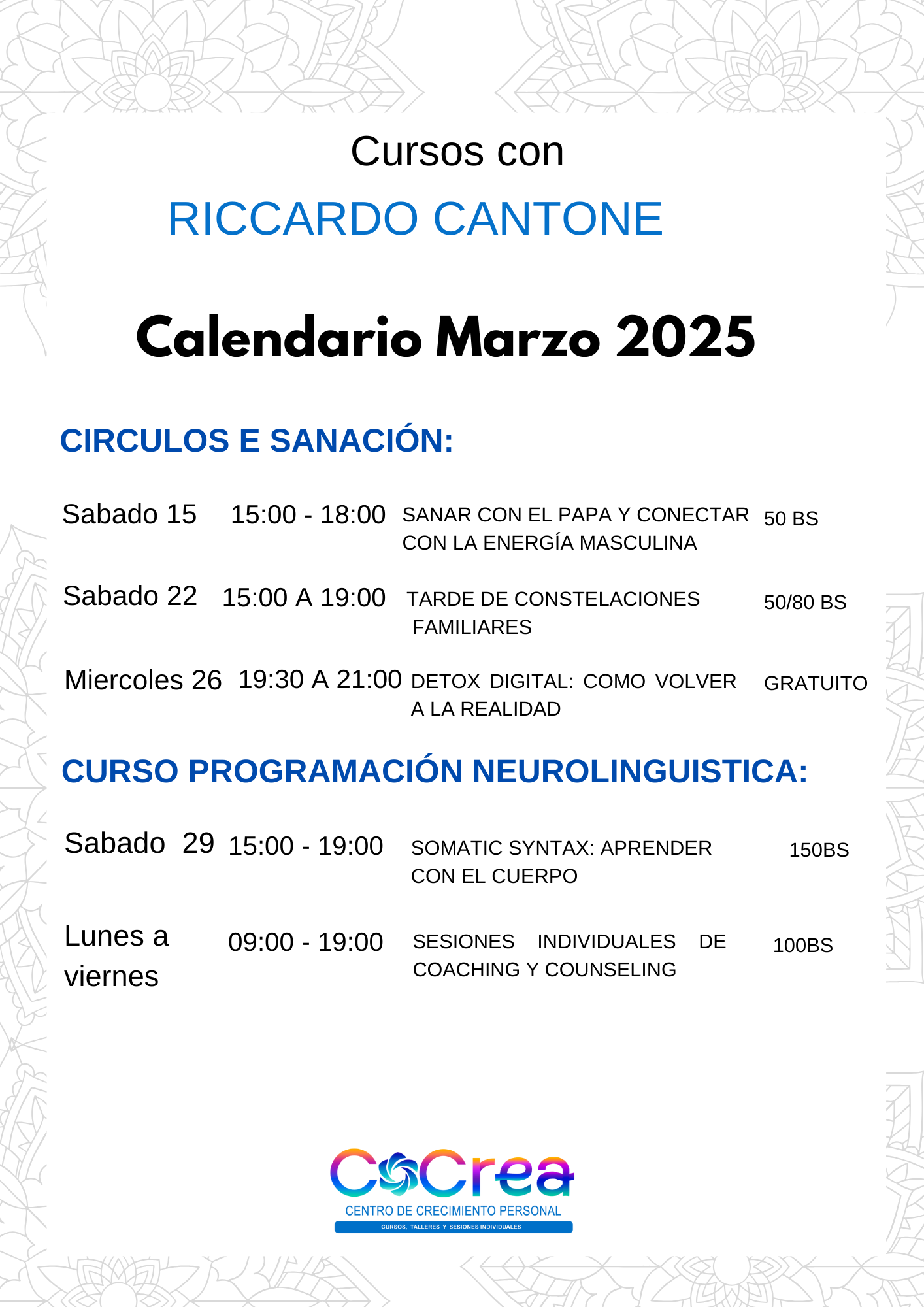 Calendario Marzo